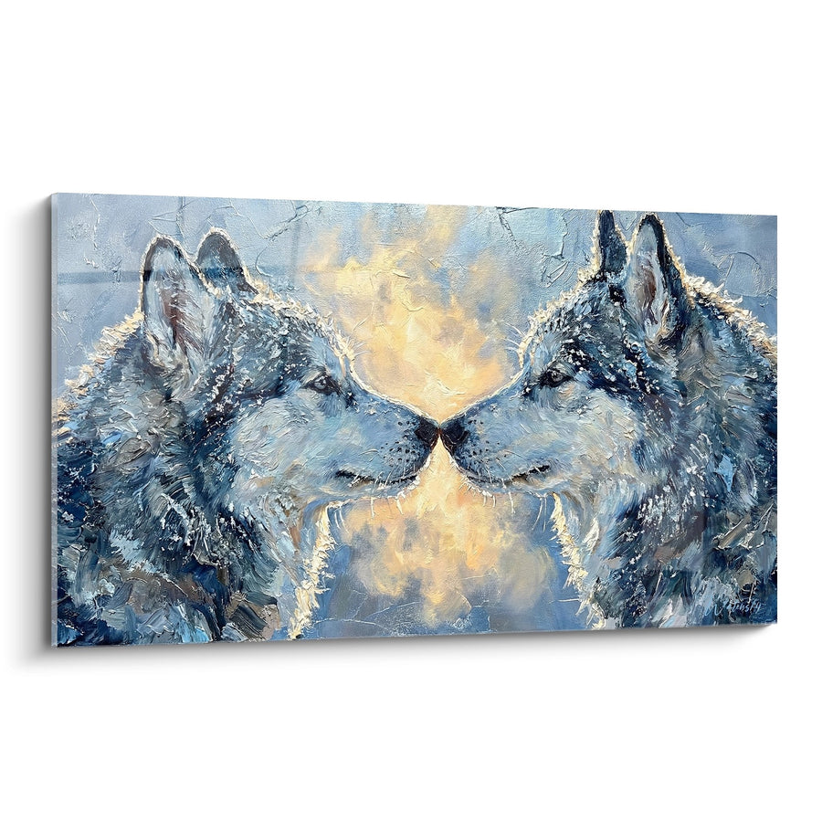 Tableau Couple de Huskys aux Museau qui se Touchent - Tendresse Arctique - Edition Husky Sibérien
