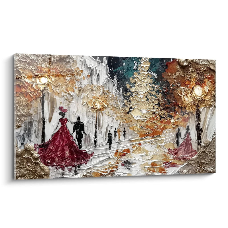 Couple Painting Under Golden Snowflakes - Christmas Edition