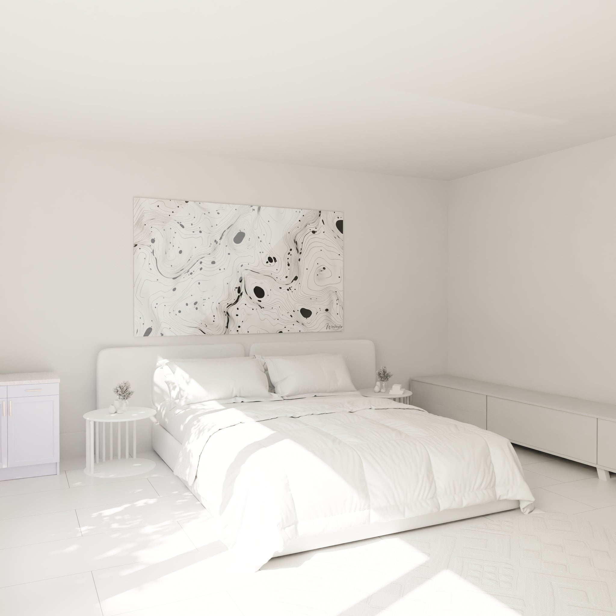 Tableau tacheté noir et blanc Walensky pour décorer une chambre lumineuse et moderne