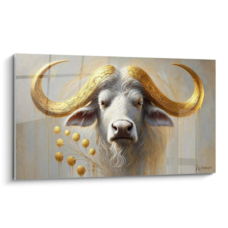 Wandbild Krone aus Gold und Weisheit - Büffel Tier Edition