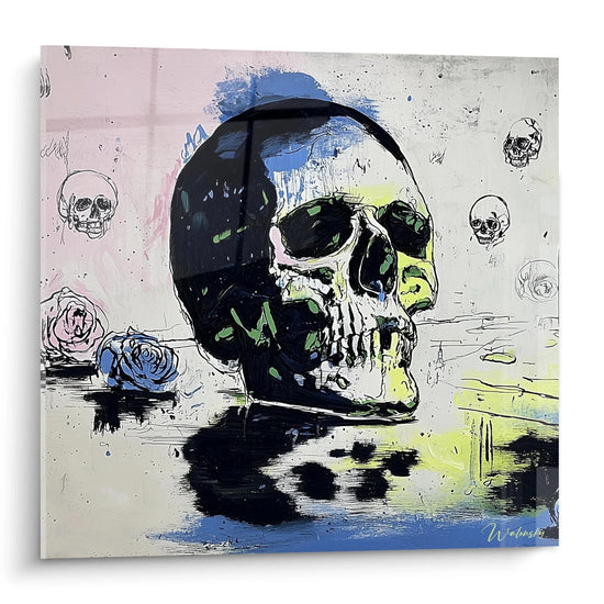Tableau Crâne Bleu Mortuaire - édition vanité