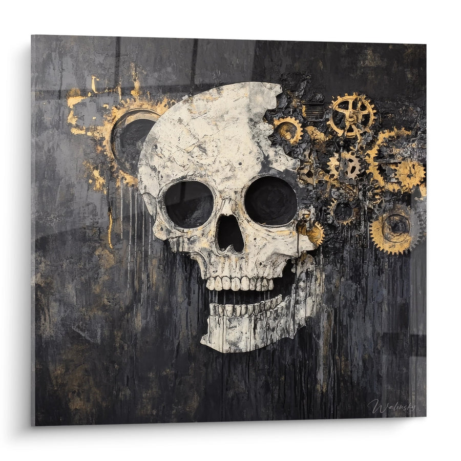 Tableau crâne steampunk - Mécanique de la Mort - édition machines et engrenages