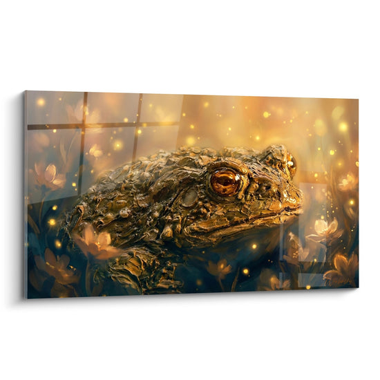 Schilderij Gouden Pad met Amberkleurige Ogen in Magisch Licht - Gouden Majesteit - Padedisie