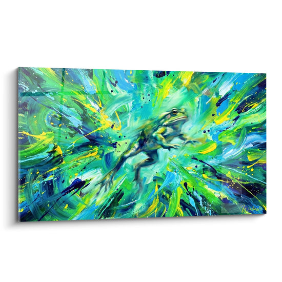 Expressionistisch Paddenpaneel met Groene en Blauwe Scherven - Aquatische Explosie - Paddeneditie