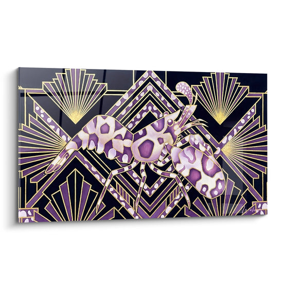 Quadro Gamberetto Art Déco Viola e Oro - Eleganza Marina - Edizione Gamberetto