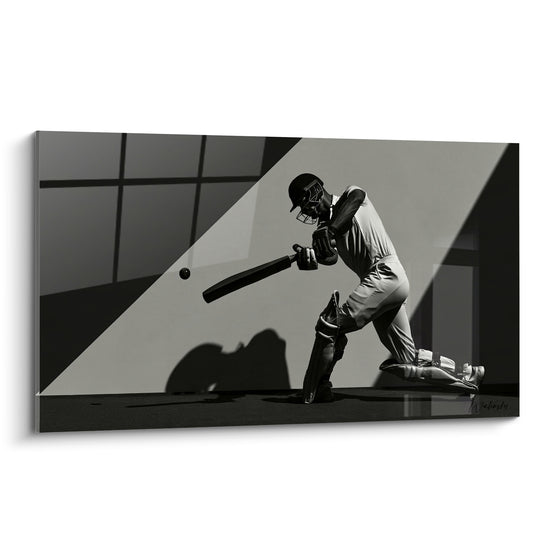 Tableau Batteur noir et gris à l'ombre projetée - Diagonale de lumière grise - Edition Cricket