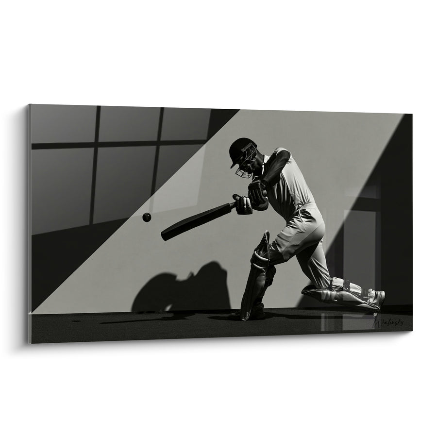 Tableau Batteur noir et gris à l'ombre projetée - Diagonale de lumière grise - Edition Cricket