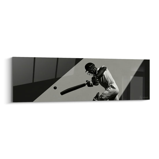 Tableau Batteur casqué gris et noir en monochrome - Diagonale d'ombre nette - Edition Cricket