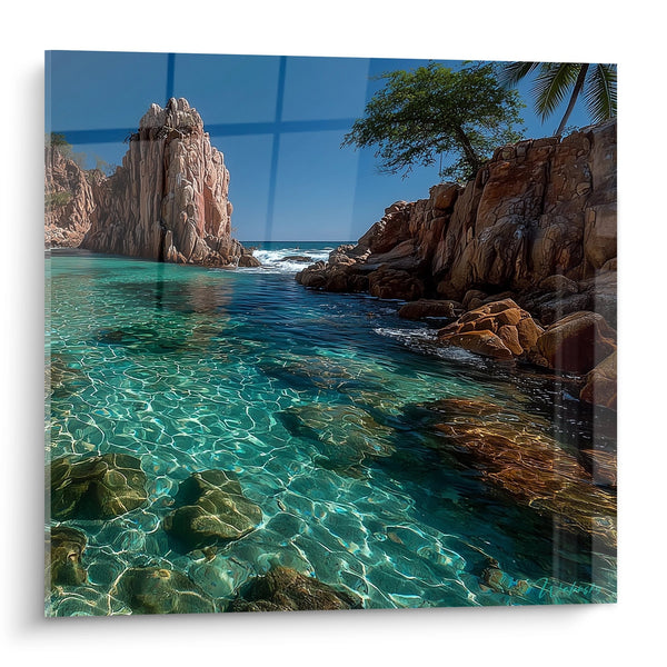 Cuadro Caleta Tropical - Aguas Turquesas y Rocas - edición Playa
