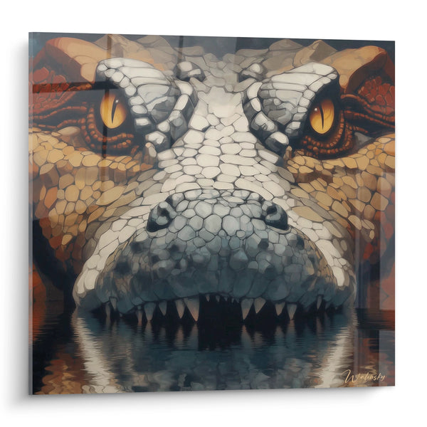 Cuadro Cocodrilo Antiguo - Mirada Penetrante - edición Kaprosuchus