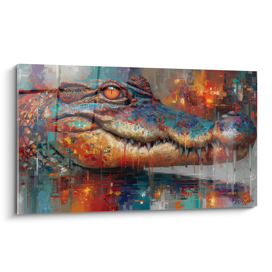 Arte digitale di coccodrillo Tableau - Mosaico astratto - edizione Kaprosuchus