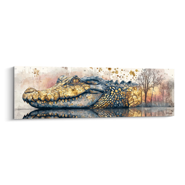 Cuadro Cocodrilo Dorado - Reflejos Místicos - edición Kaprosuchus