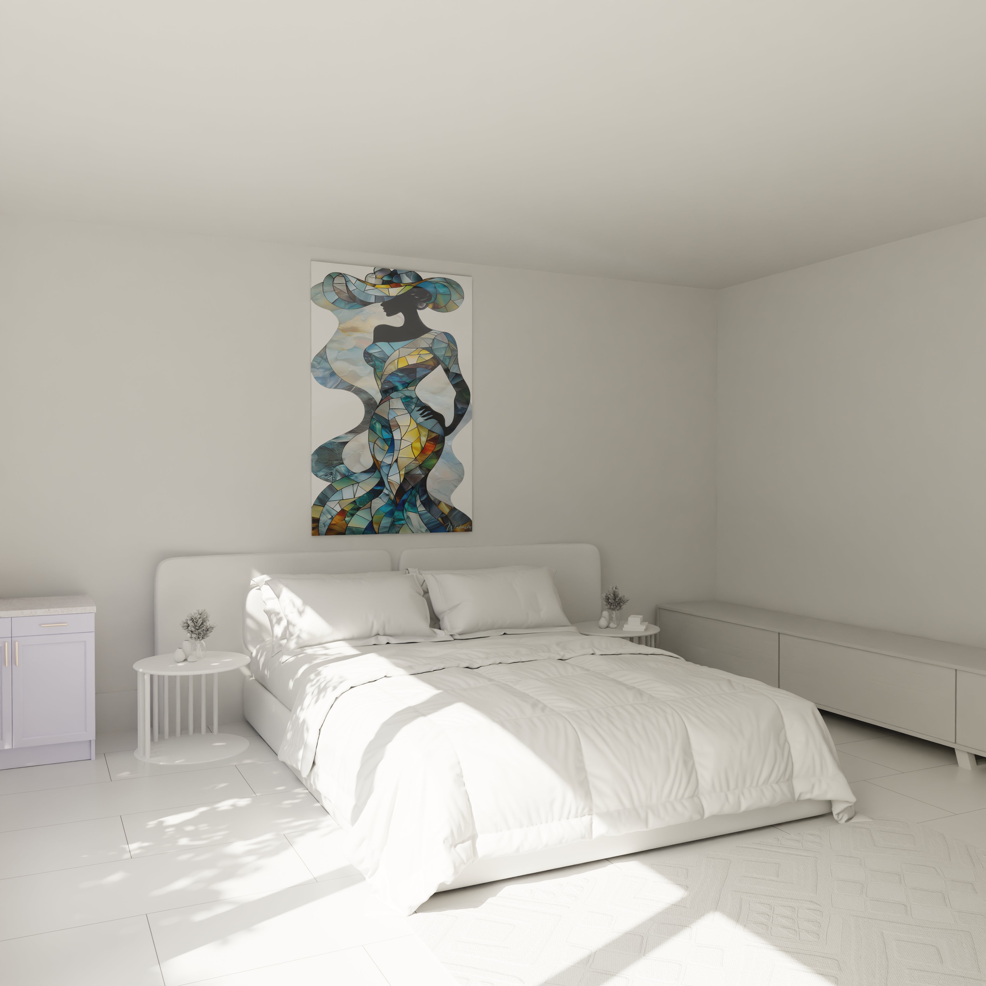 Tableau cubiste femme de Walensky, décor moderne pour chambre à coucher contemporaine