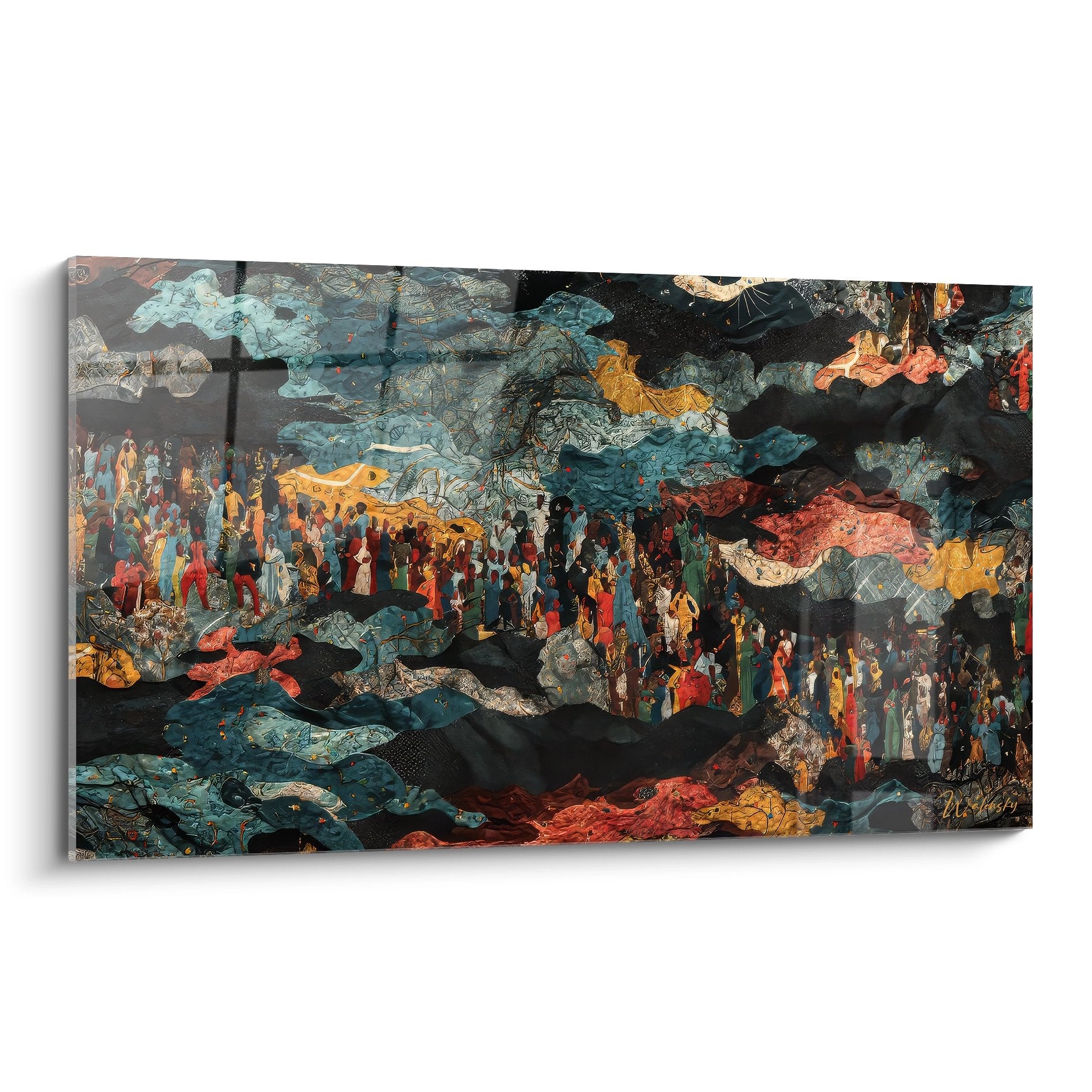 Tableau mural culture africaine représentant une cérémonie spirituelle ancestrale avec foule traditionnelle