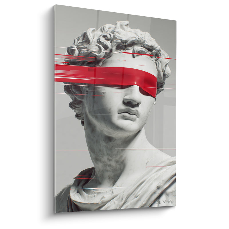 Tableau Buste antique gris strié de rouge - Erreur de transmission - Edition Cyberpunk