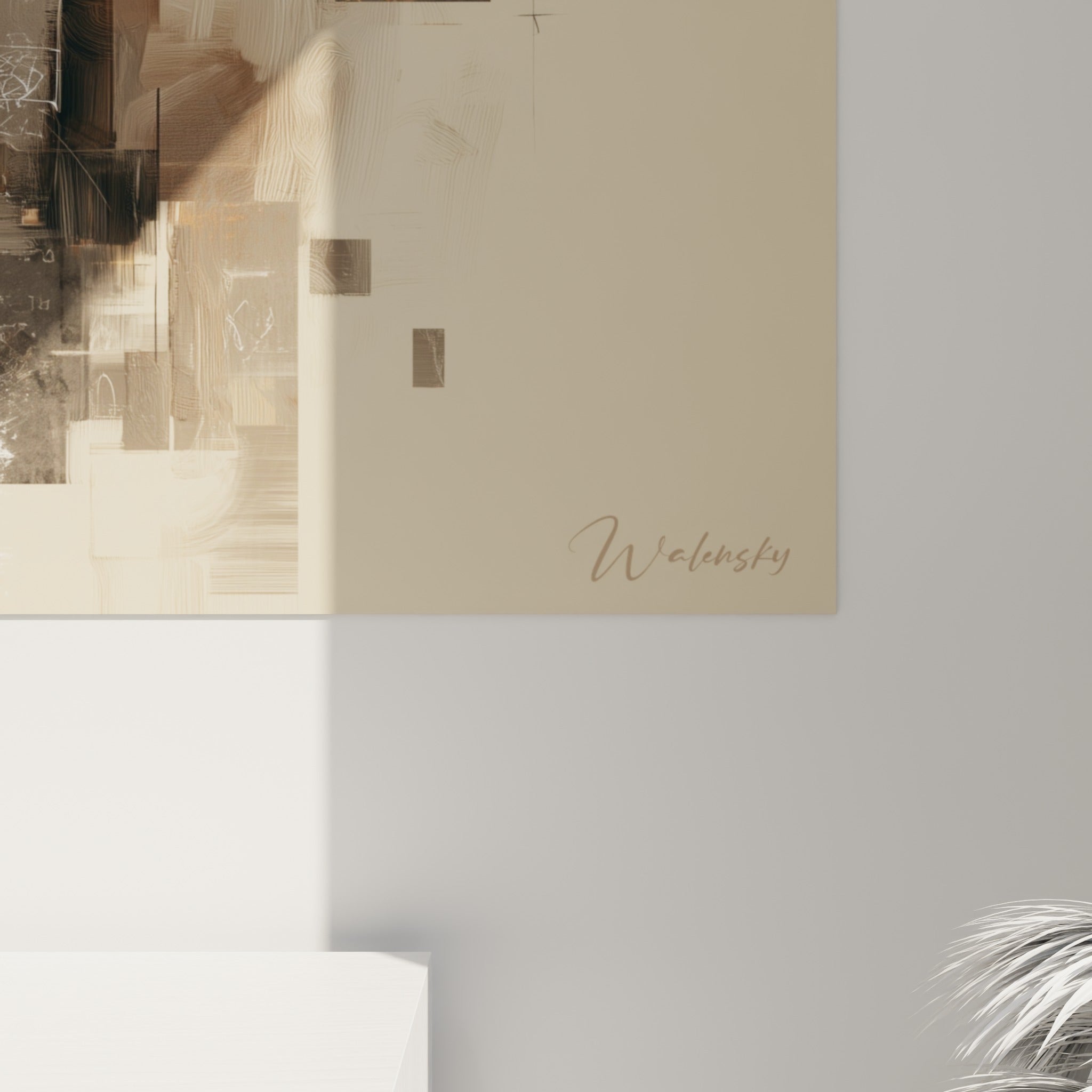 Empâtements et coulures orange sur fragments anthracite, détail rapproché du tableau Cyberpunk beige sable