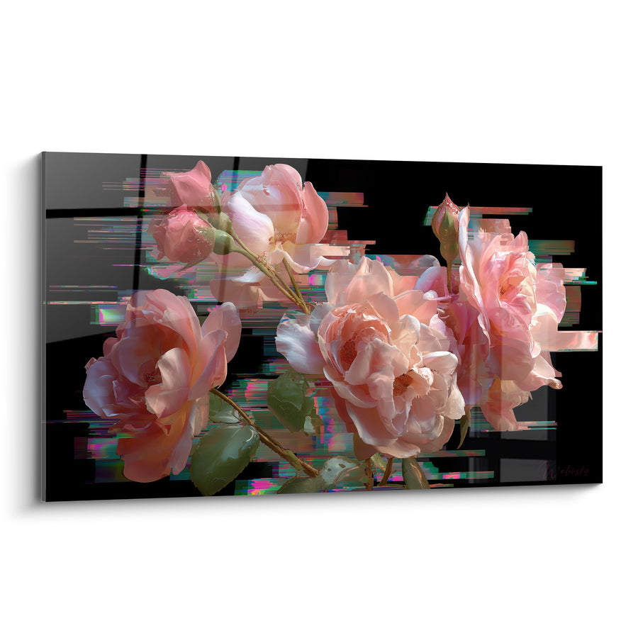 Pink Roses with Digital Distortions - Fragmented Memory - Cyberpunk Edition