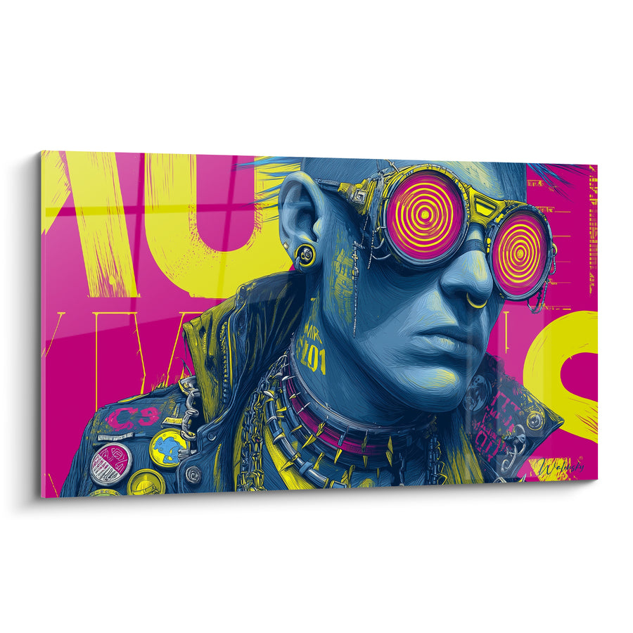 Punk Artwork with Hypnotic Magenta and Yellow Glasses - Electric Revolt - Cyberpunk Edition