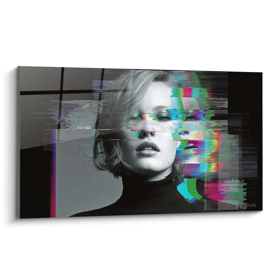 Painting Gray and Turquoise Face in Black Turtleneck - Short Blonde Hair - Cyberpunk Edition