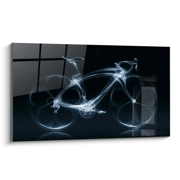 Tableau Vélo lumineux noir et blanc filaments - Vitesse suspendue - Edition Cyclisme
