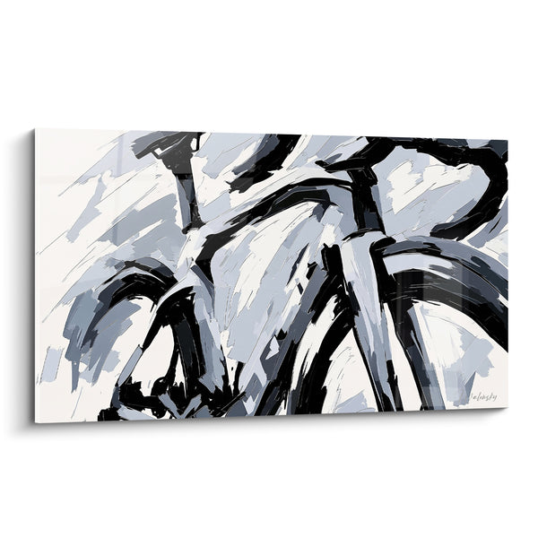 Tableau Vélo noir et blanc à touches grises - Course figée - Edition Cyclisme