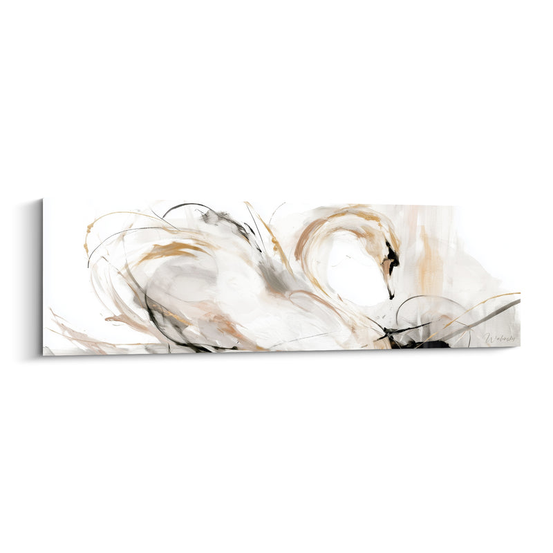 Tableau Cygne blanc aux touches ocre - Grâce suspendue - Edition Cygne