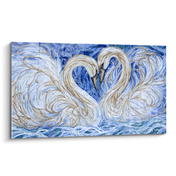 White Swans Tableau with Entwined Necks - Silent Embrace - Swan Edition
