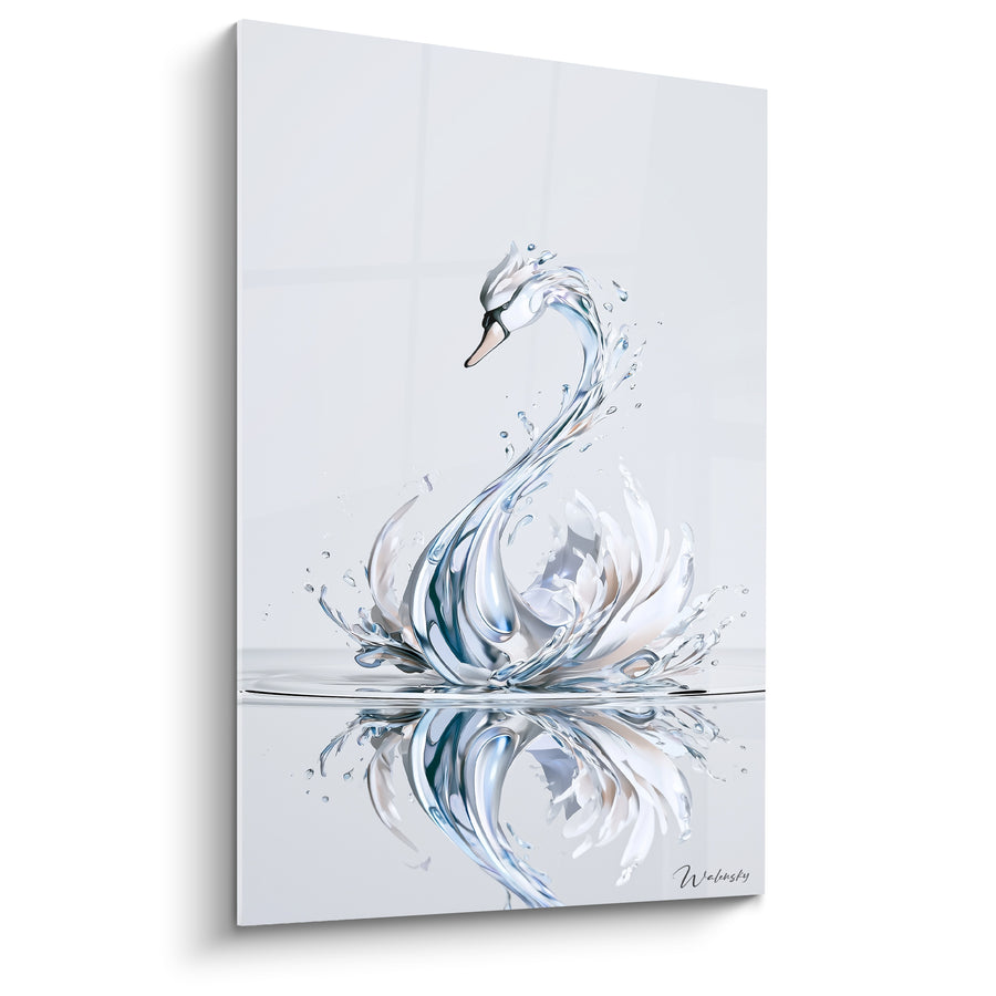 Tableau Cygne cristallin fait d'eau vive - Éclosion liquide - Edition Cygne