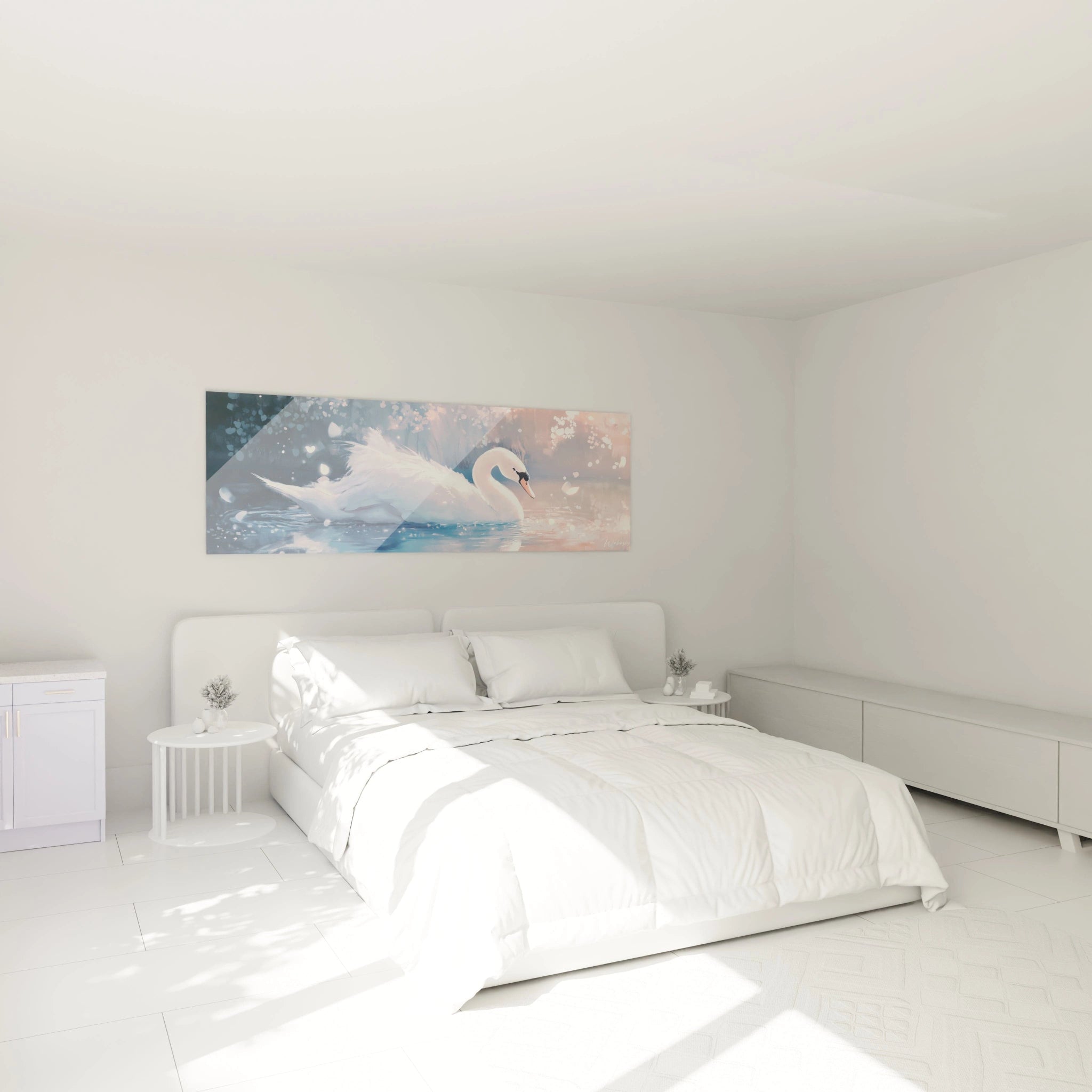 Tableau cygne Walensky pour décoration contemporaine de chambre avec couleurs douces