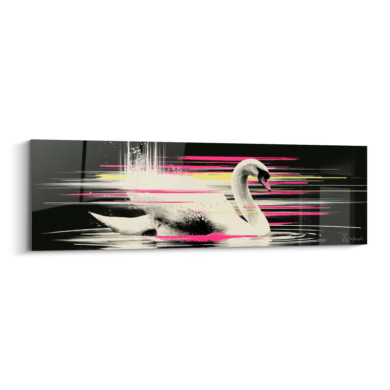 Tableau Cygne noir aux rayures roses vives - Traversée nocturne - Edition Cygne