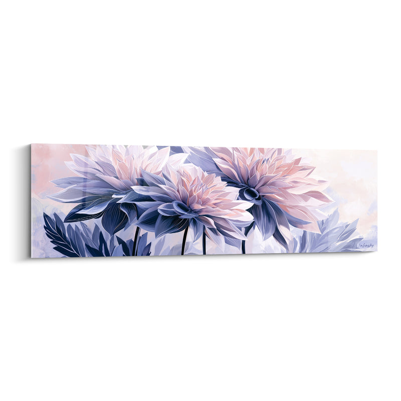 Tableau Fleurs bleu lavande et rose poudré - Aube fleurie - Edition Dahlia