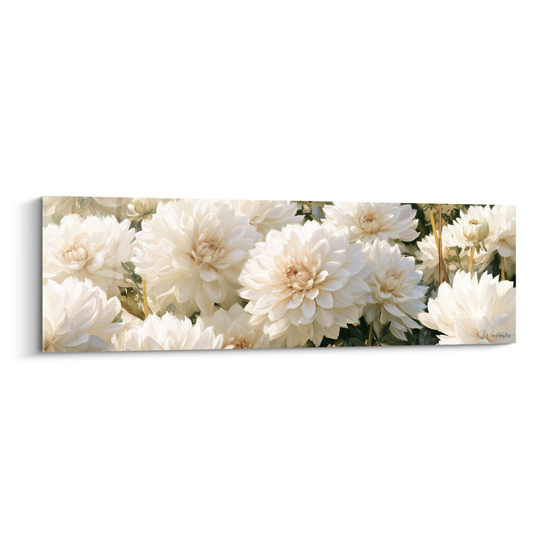 Tableau Dahlias blancs aux coeurs crème - Jardin apaisé - Edition Dahlia
