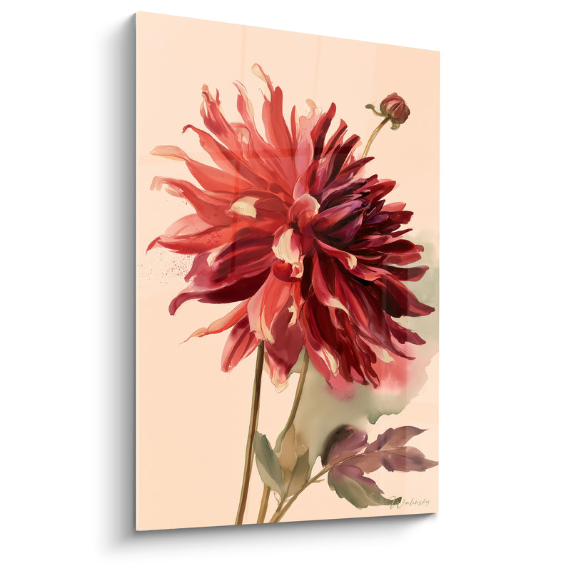 Tableau Dahlia rouge et bordeaux en fleur - Éclosion veloutée - Edition Dahlia