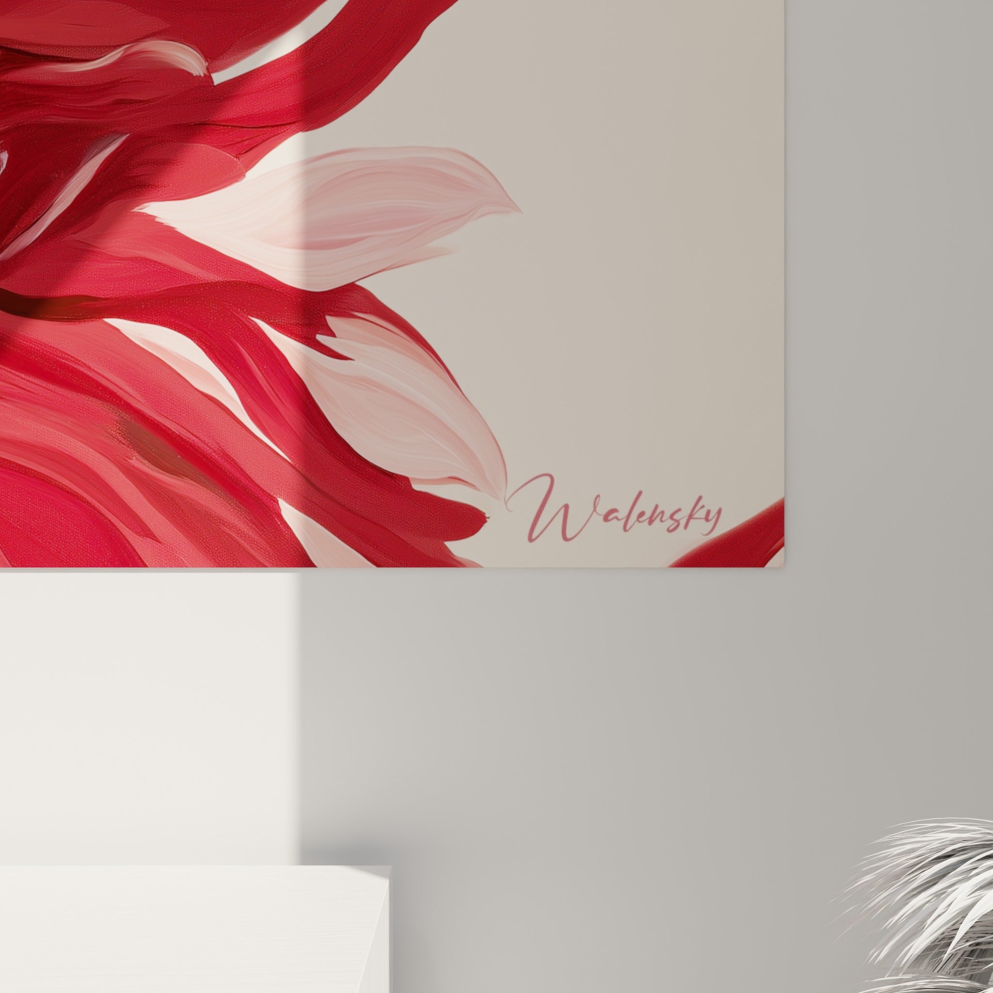 Empâtements rouge et rose du dahlia révélant la matière peinte et les nuances de bordeaux