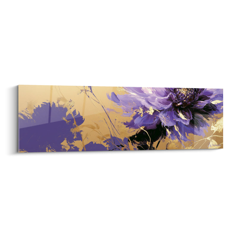 Tableau Dahlia violet aux reflets dorés - Éclosion crépusculaire - Edition Dahlia