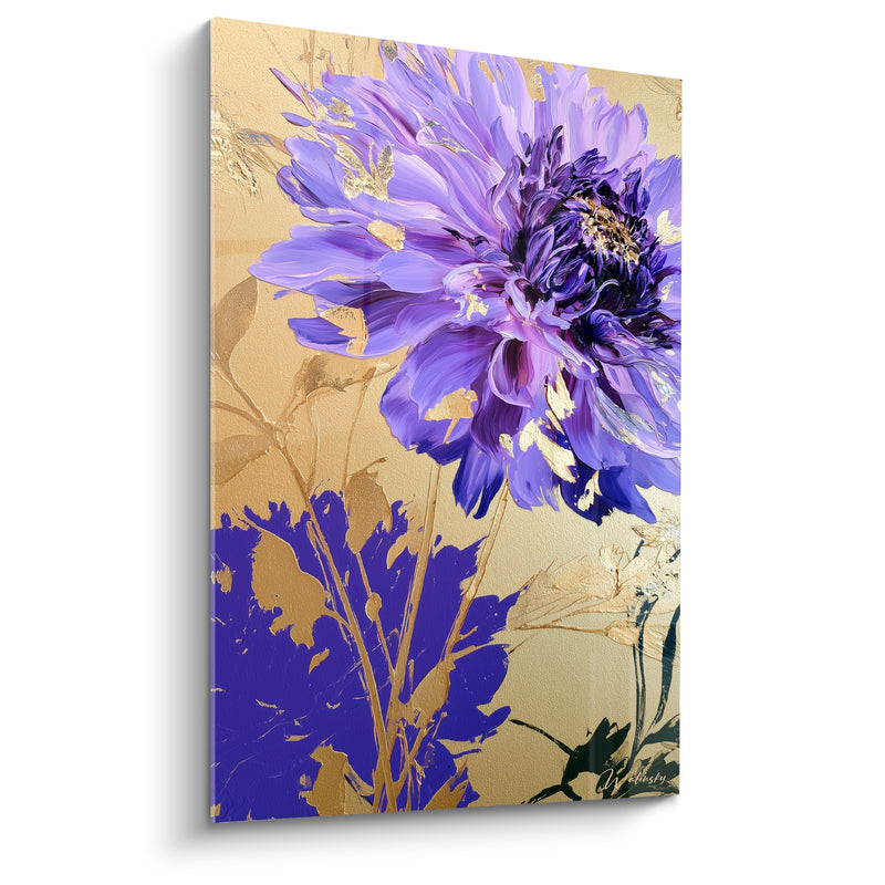 Tableau Dahlia violet aux pétales dorés - Splendeur florale - Edition Dahlia