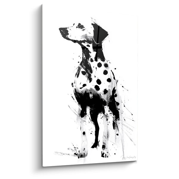 Quadro Cane Espressionista Bianco e Nero con Fiocco - Eleganza Canina - Edizione Dalmata