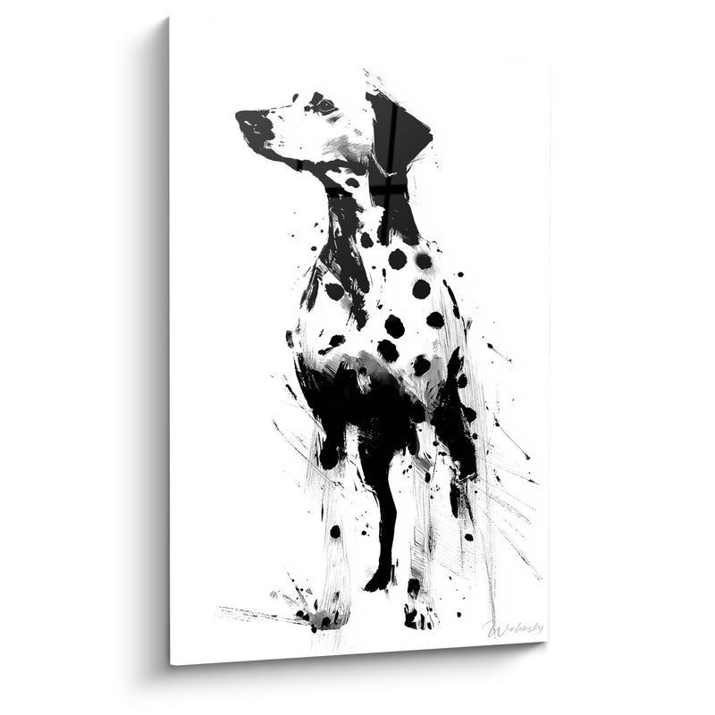 Tableau Chien Expressionniste Noir et Blanc au Nœud Papillon - Élégance Canine - Edition Dalmatien