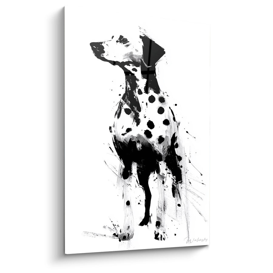 Tableau Chien Expressionniste Noir et Blanc au Nœud Papillon - Élégance Canine - Edition Dalmatien