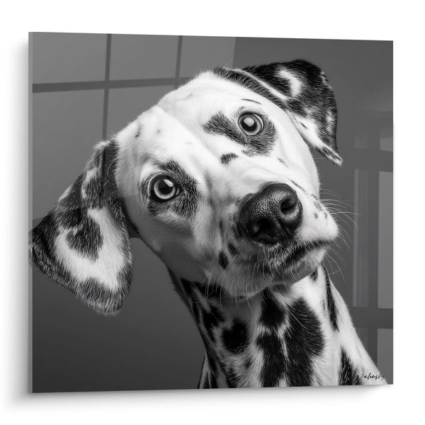 Dalmatian Black and White Canvas Tilted Head - Playful Gaze - Dalmatian Edition