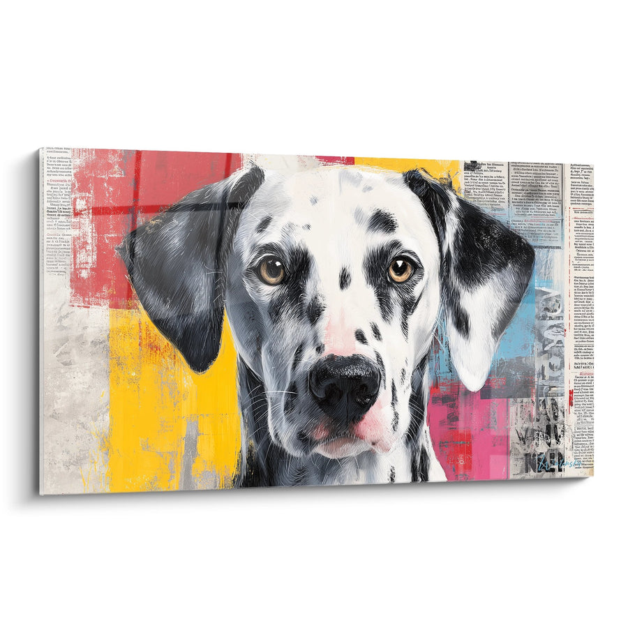 Tableau Portrait de Chien Tacheté sur Fond Coloré - Art Contemporain - Edition Dalmatien