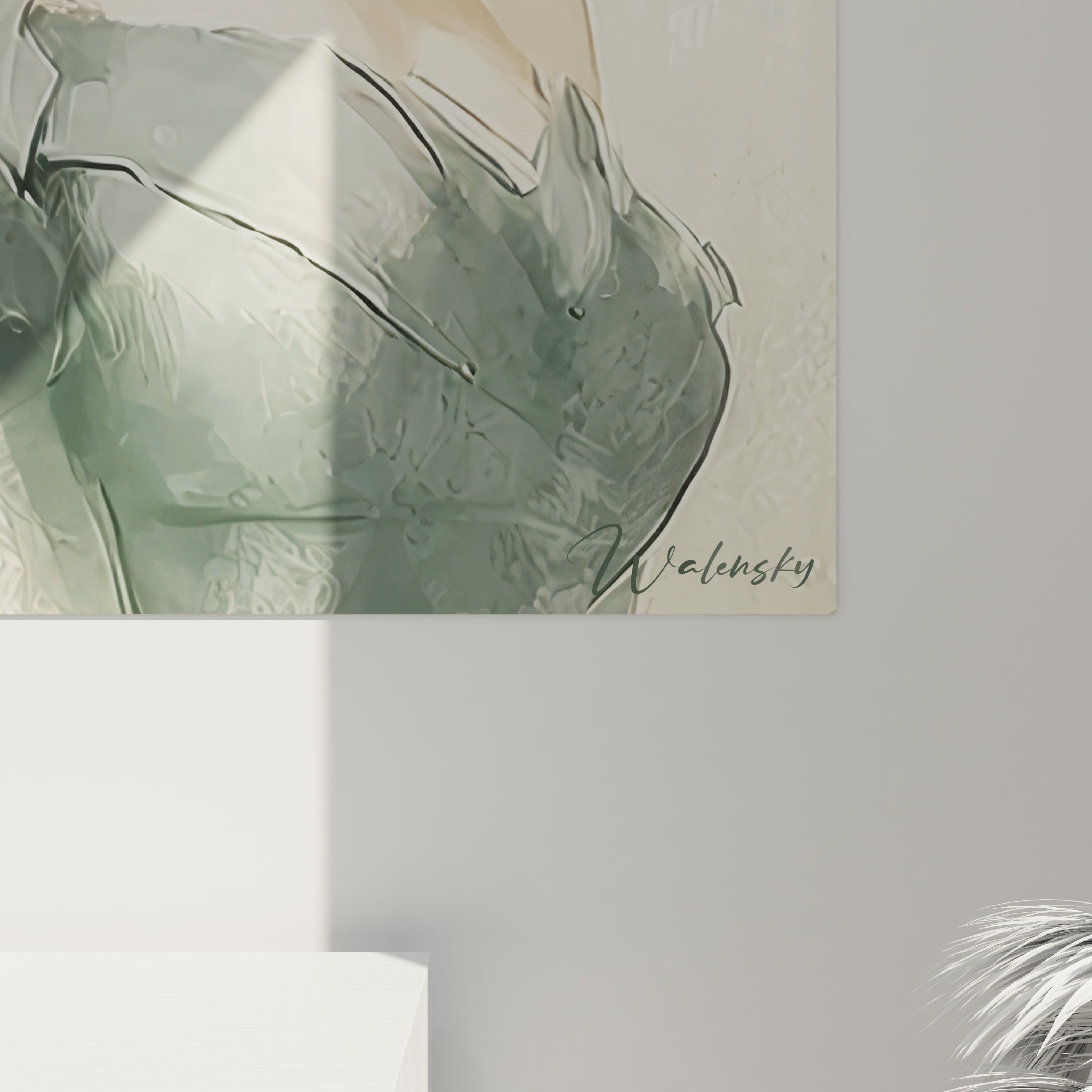 Tableau dame art déco de Walensky avec des couleurs douces et un design élégant pour la décoration intérieure