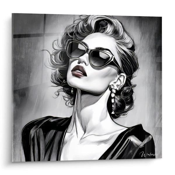 Tableau Dame aux Lunettes - Mystère et Raffinement - édition illustration de mode