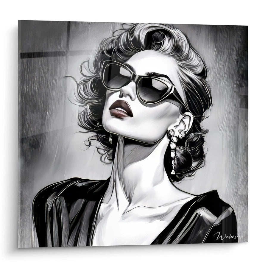 Tableau Dame aux Lunettes - Mystère et Raffinement - édition illustration de mode