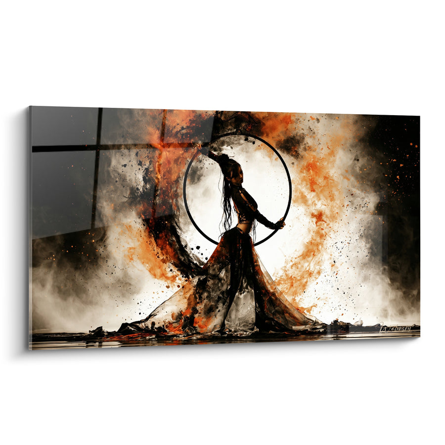 Tableau Danseuse dans un cerceau embrasé - Cercle de feu - Edition Danse acrobatique