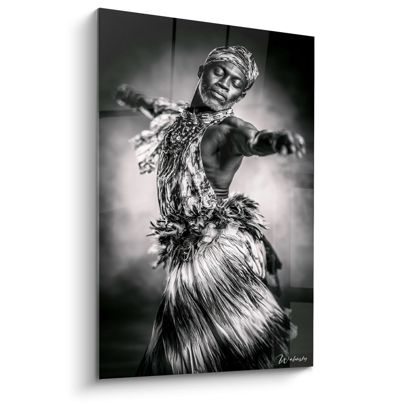 Tableau Danseur bras tendus jupe emplumée - Transe cérémonielle - Edition Danse africaine
