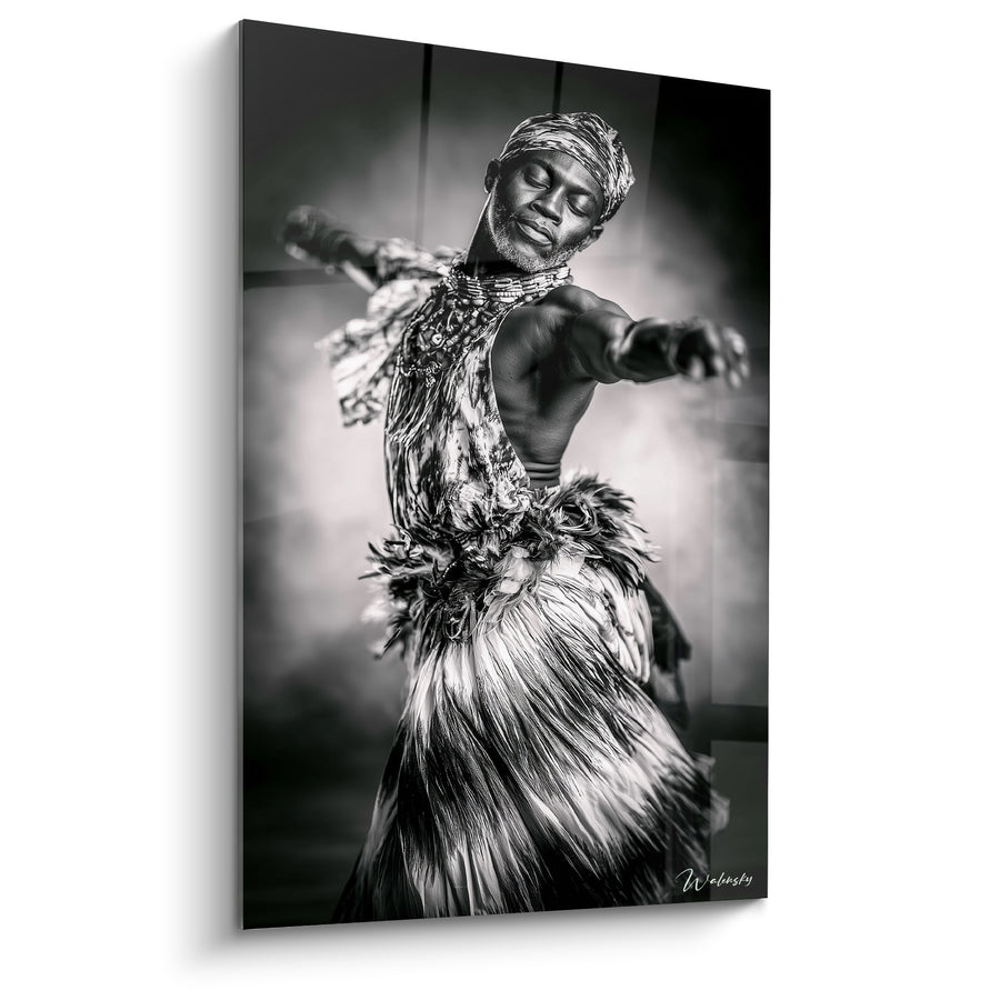 Tableau Danseur bras tendus jupe emplumée - Transe cérémonielle - Edition Danse africaine