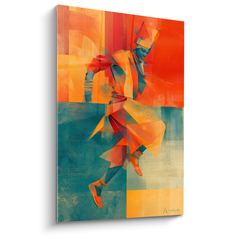 Tableau Danseuse fauve aux drapés géométriques - Élan rythmique - Edition Danse africaine
