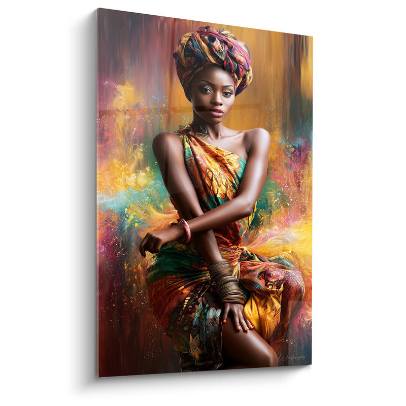 Tableau Femme au turban doré et vert émeraude - Éclat identitaire - Edition Danse africaine