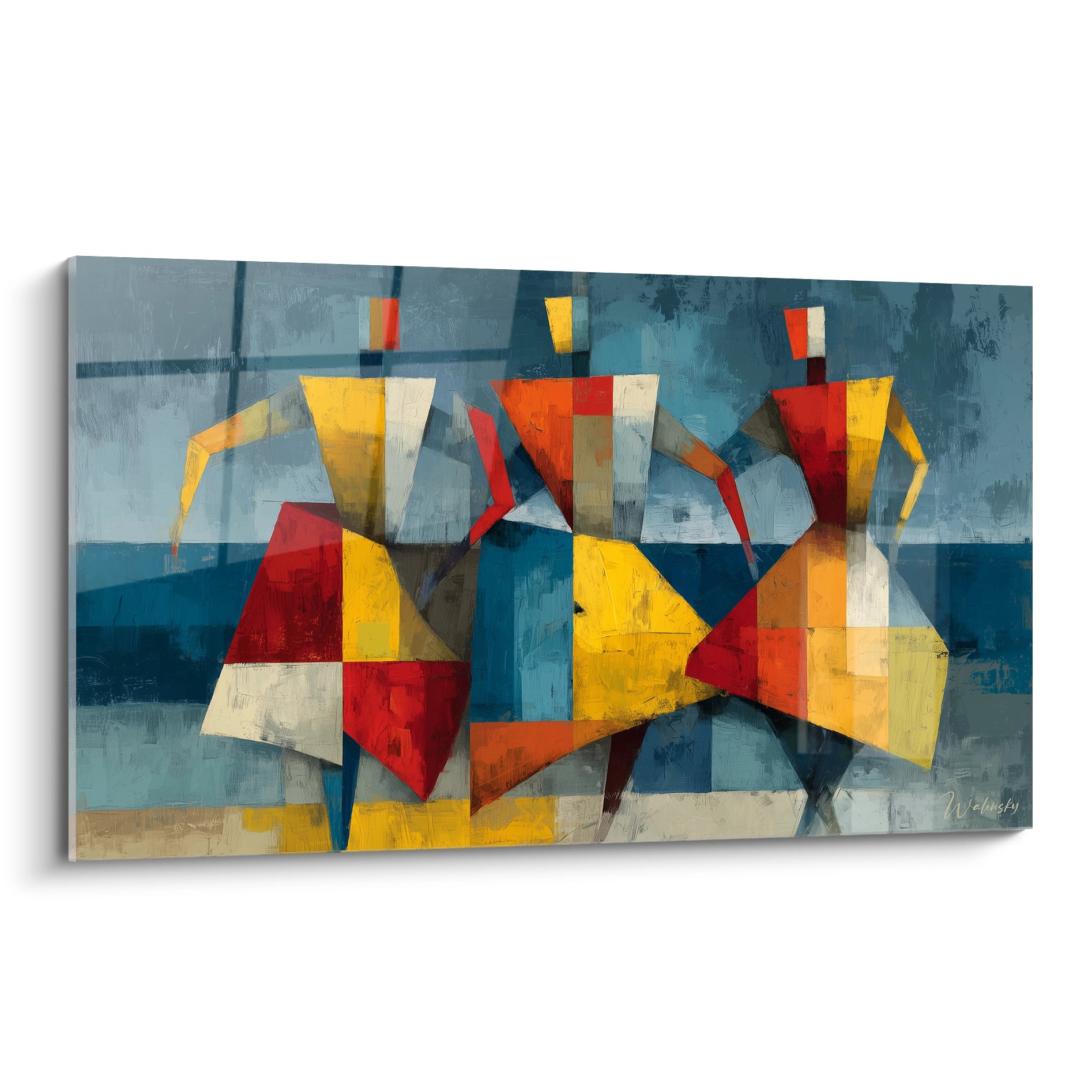 Tableau mural de Walensky représentant un tableau danse africaine moderne avec des figures colorées en mouvement